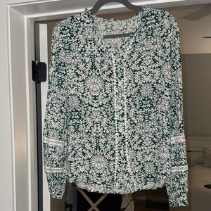 Floral Green and White Women's Top